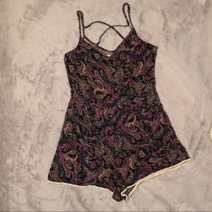 Hollister Navy Paisley Print Romper